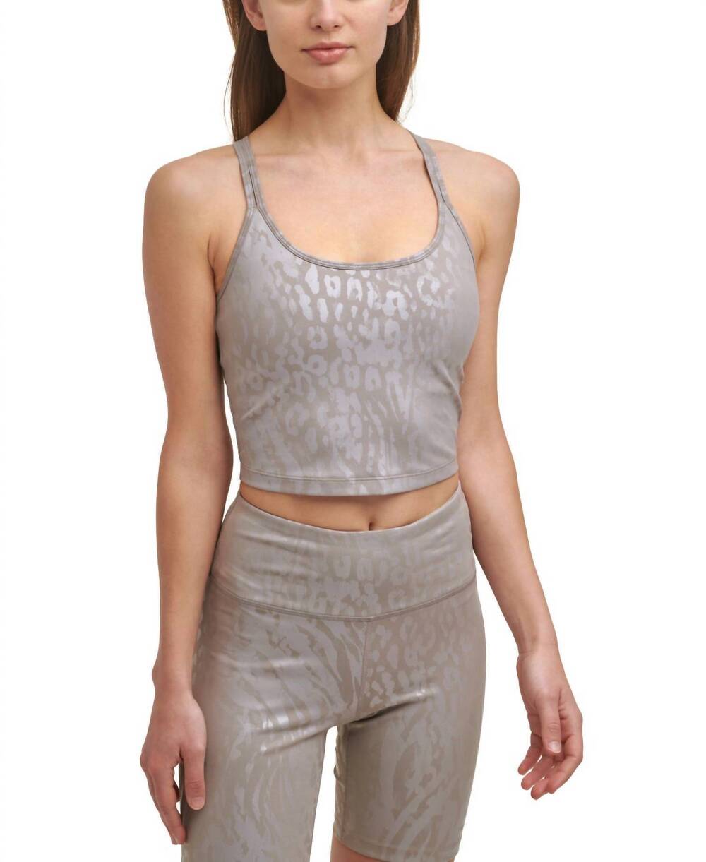NEW CALVIN KLEIN printed strappy-back tank top in animal tranform moonrock